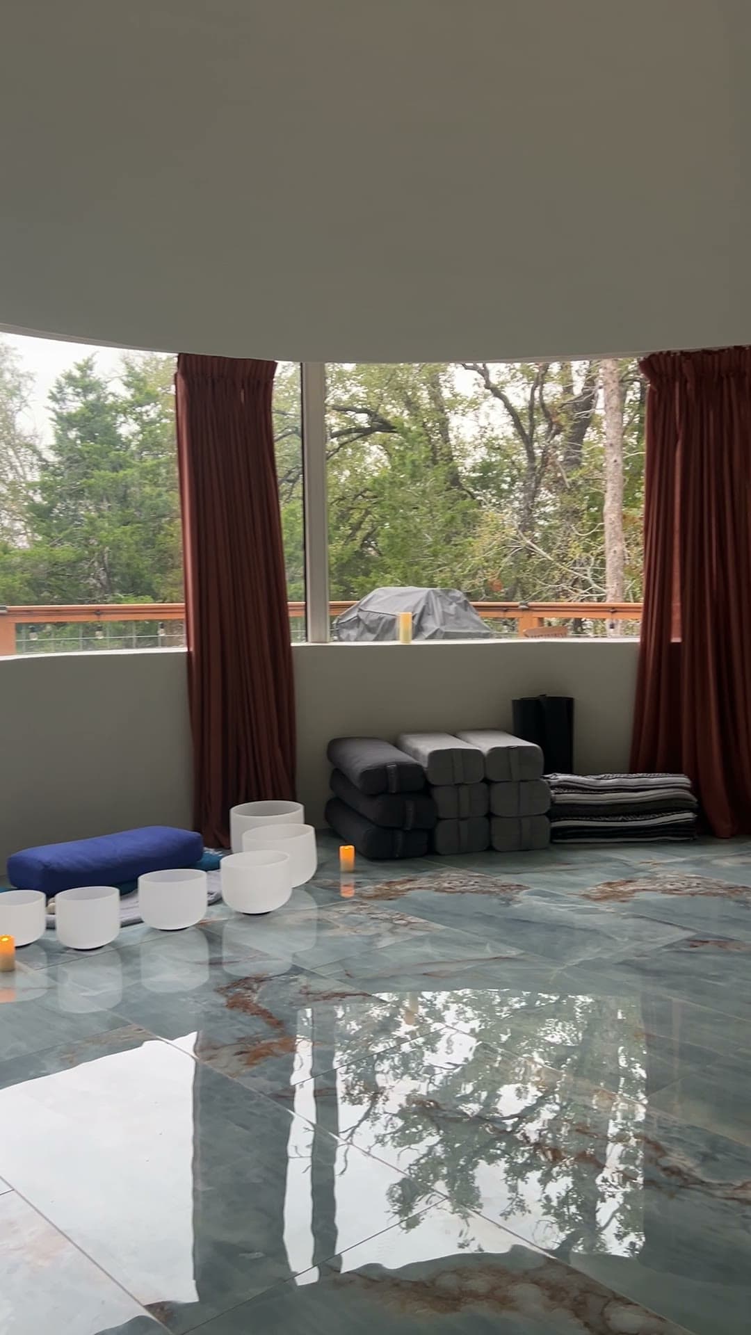 Indoor dome prepared for a private wellness event